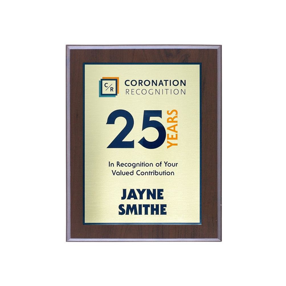 5" x 7" Cherrywood Laminate Plaque with Gold Sublimation by Coronation Recognition