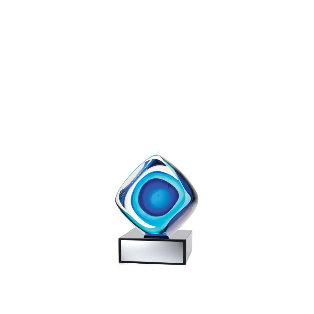 Alt: "4.25-inch Blue Cube Art Glass Award"