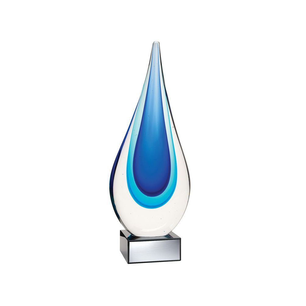 Alt: "Blue Drop Art Glass Award"