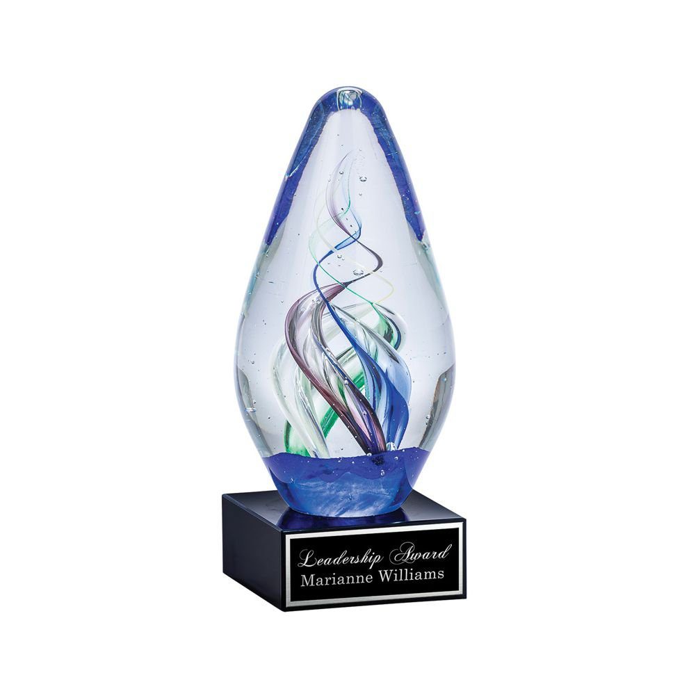 Alt: "6.5-inch Oval Swirl Art Glass Award"