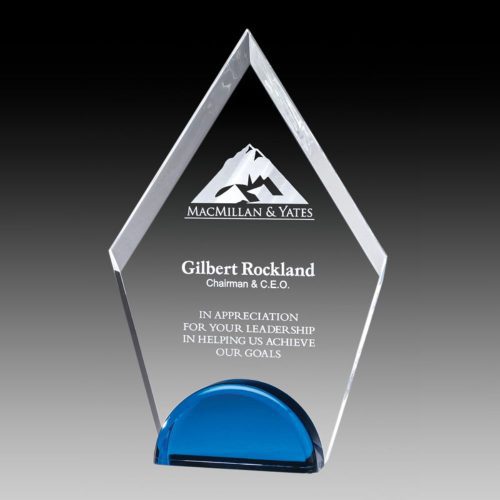 Personalized and Custom Acrylic Award Arrowhead 7" with Blue Color Design