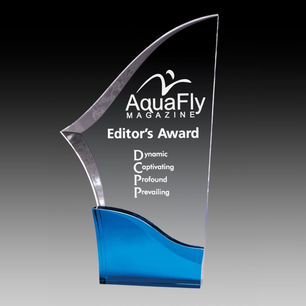 Personalized and Custom Acrylic Award Arrowhead 7" with Blue Color Design