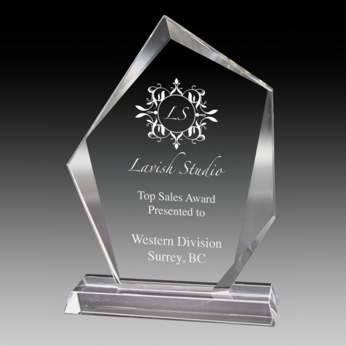 Personalized and Custom 8" Crystal Award with Iceberg Design
