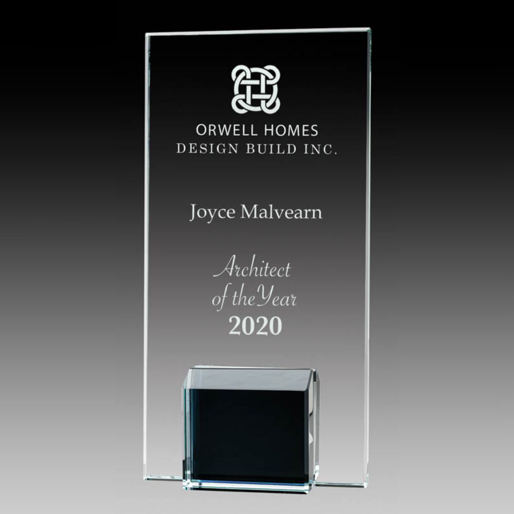 Personalized and Custom 7" Black Glass Award Gemstone