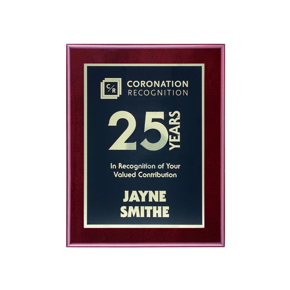 5" x 7" Rosewood Piano Plaque with Black/Gold Laser Engraving by Coronation Recognition